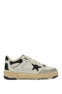 Golden Goose men’s sneaker white low-top in white and black with star logo suede and canvas materials
