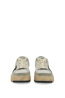 Golden Goose men’s sneaker white low-top suede sneaker with gray accents and black star logo on the side