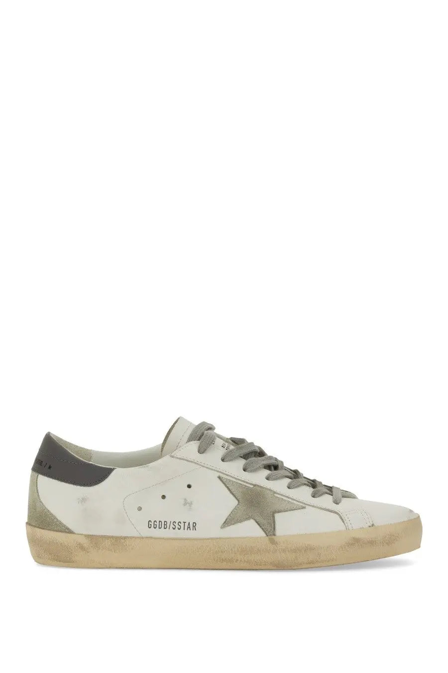 Golden Goose Men’s Super Star white leather sneaker with faded metallic star