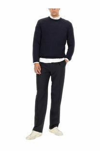 Golden Goose men’s wool jersey sweater in navy blue with white collar and cuffs for casual wear
