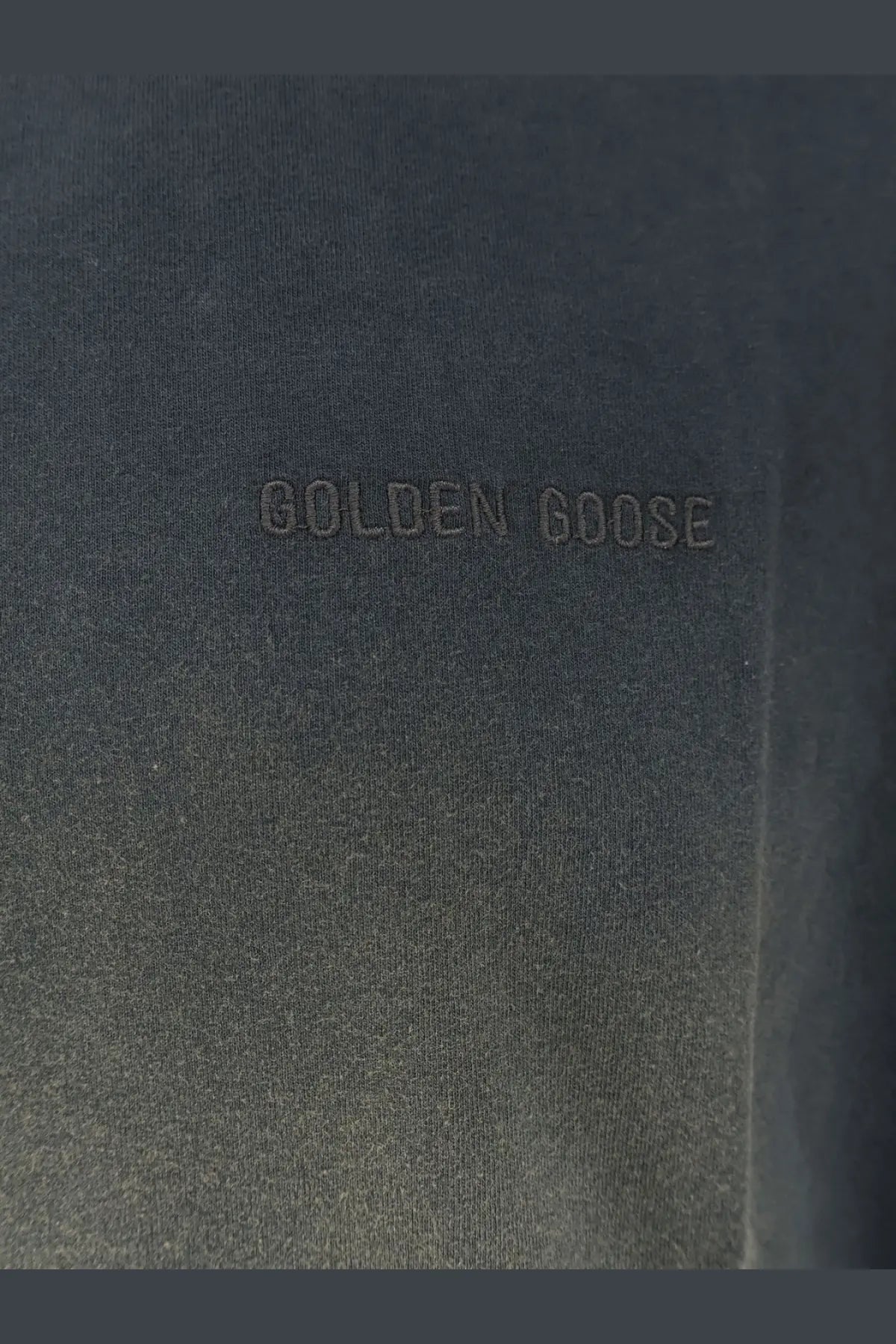 Dark gray golden goose unisex cotton sweatshirt with subtle embossed branding in black color