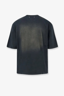 Golden goose unisex black cotton oversized t shirt with faded gradient effect and star embroidery at the neckline