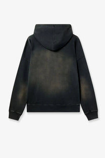 Golden goose unisex melissa black cotton sweatshirt with faded distressed wash effect in hoodie style
