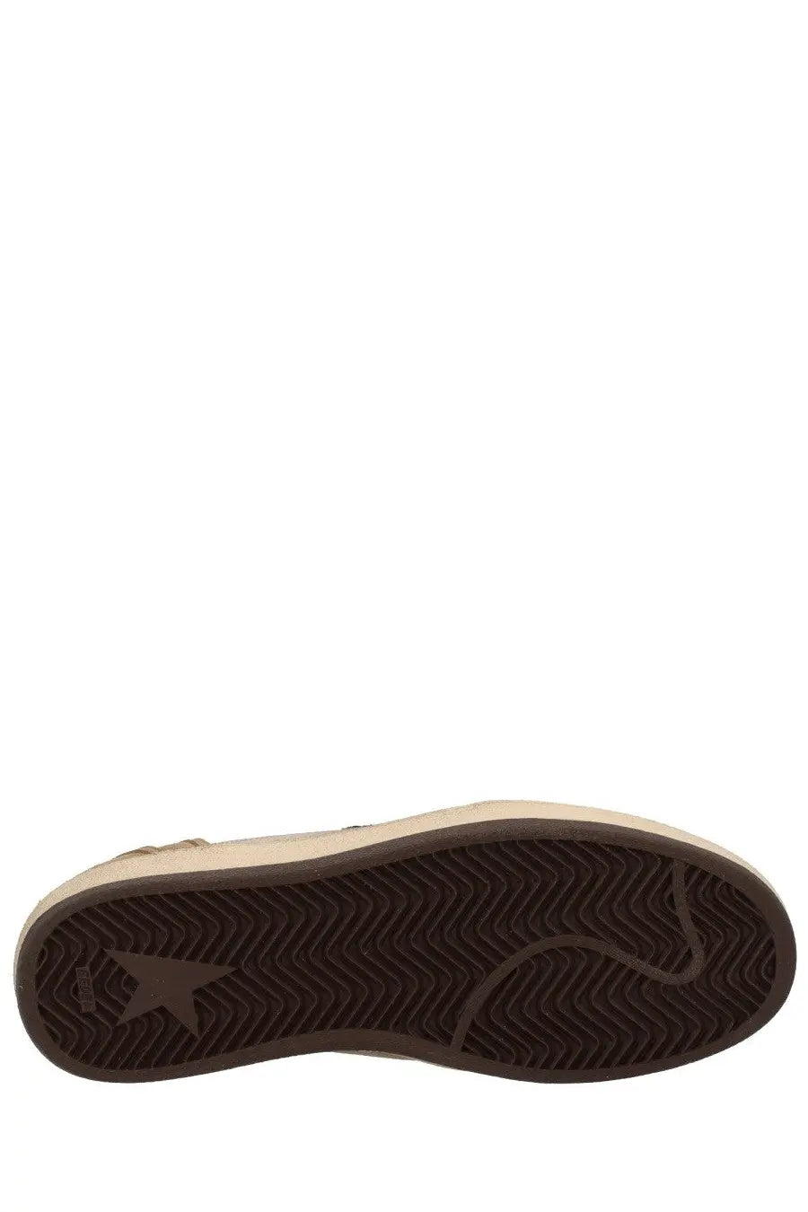 Golden goose women’s ballstar beige low-top sneaker with dark brown zigzag rubber sole and star logo