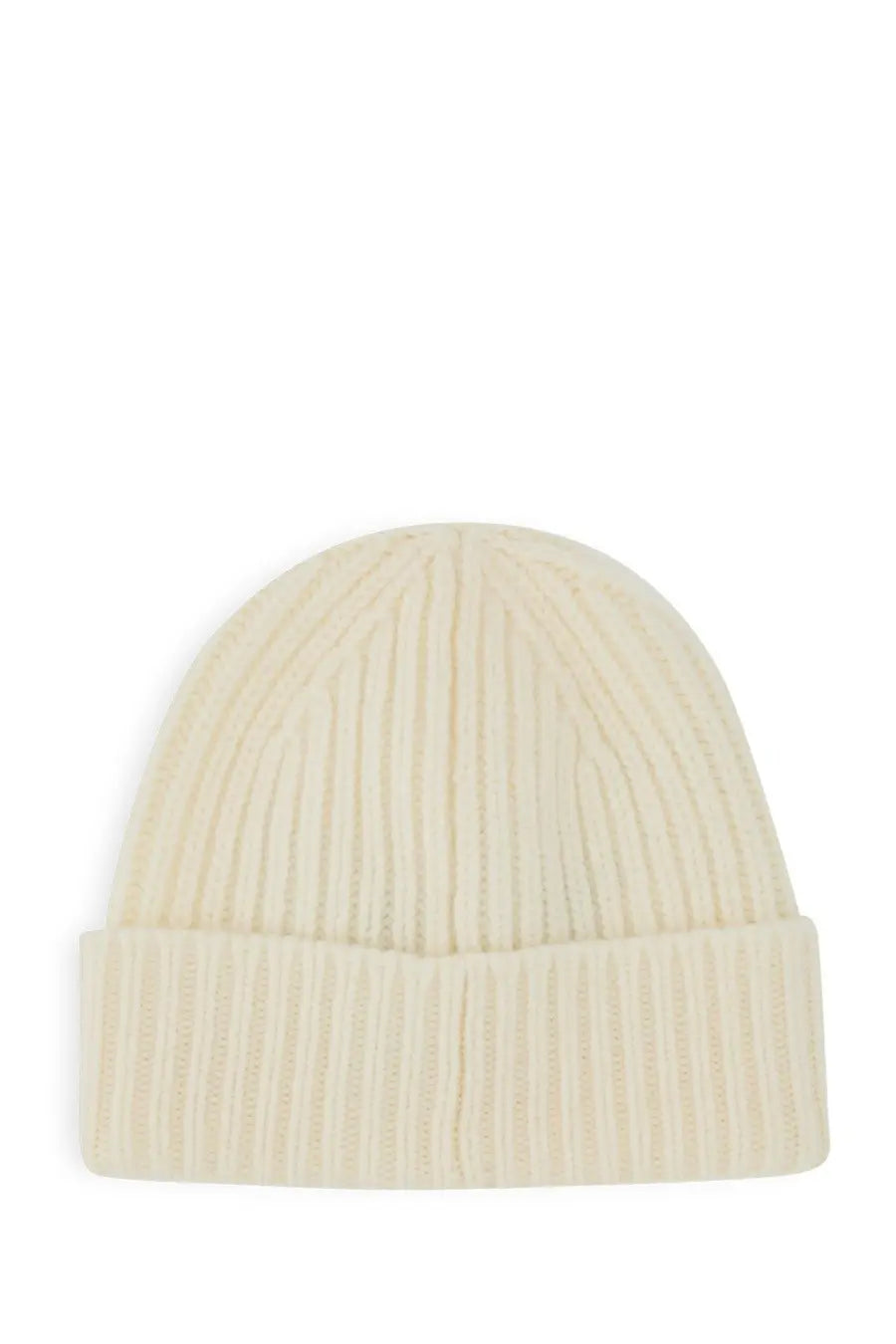 Cream-colored ribbed knit beanie with folded cuff from Golden Goose women’s cappello Damian white collection