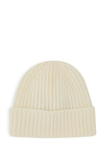 Cream-colored ribbed knit beanie with folded cuff from Golden Goose women’s cappello Damian white collection
