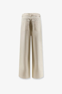 Beige Golden Goose women’s cotton blend wide-leg trousers with relaxed fit and classic back pockets from the back side
