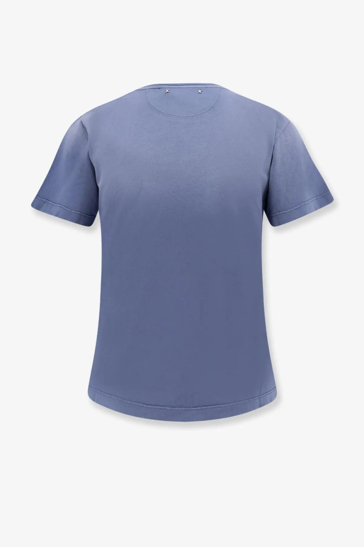 Golden Goose women’s cotton shirt blue soft solid short-sleeved t-shirt with round neckline and stitched hems