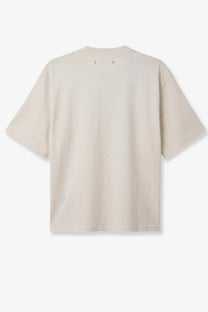 Beige oversized cotton t-shirt with subtle neckline embroidery from Golden Goose women’s white shirt collection