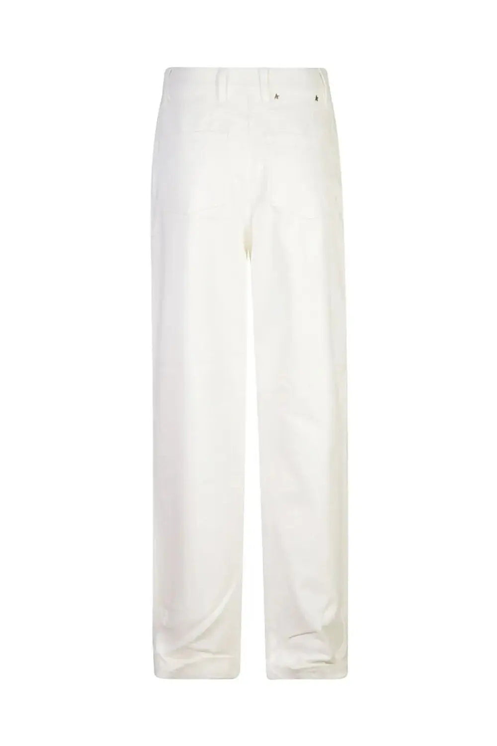 Golden Goose women’s cream-colored wide-leg denim trousers with minimalist design and subtle stitching details