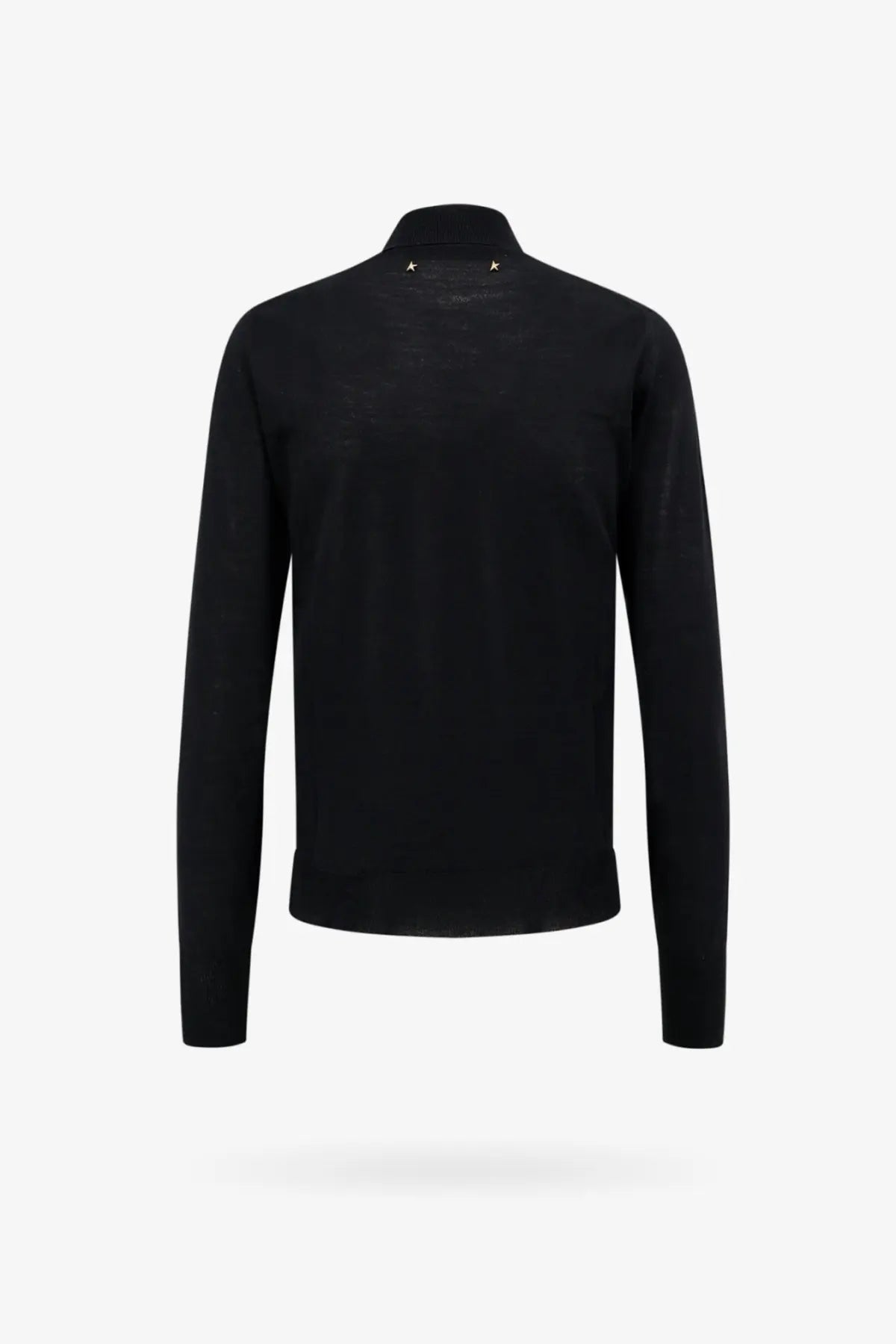 Black golden goose women’s dilara virgin wool turtleneck sweater with textured knit and metallic star collar details