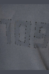 Golden Goose women’s grey distressed cotton shirt featuring a gray heathered sweatshirt detail with toes embroidery