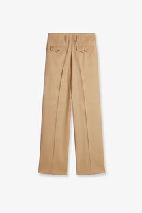 Beige golden goose women’s flavia wide-leg virgin wool trousers with a tailored cut and subtle front pleats