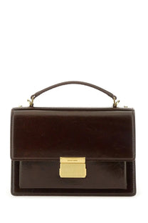 Golden Goose women’s handbag Venice brown brown leather with gold-tone rectangular clasp and matching handle