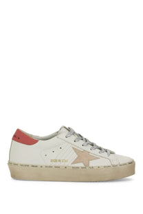 Golden Goose women’s hi star sneaker white low-top leather with tan star patch red heel tab and silver laces