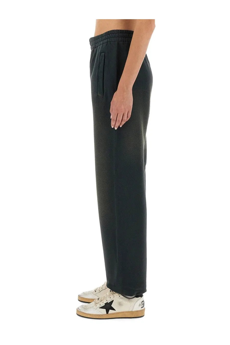Black relaxed fit drawstring sweatpants with side pockets ideal for casual wear in golden goose women’s jogging pants grey