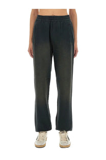 Golden goose women’s jogging pants grey in dark green relaxed fit with elastic waistband and side pockets