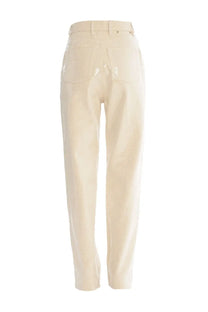 Golden Goose women’s kim pants white cream-colored glossy faux leather high waist five-pocket trousers front view