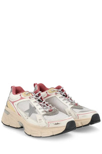 Golden Goose women’s Lightstar sneaker multicolor with white and pink chunky mesh and synthetic overlays and silver star emblem