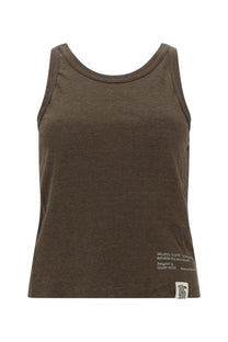 Golden Goose women’s linen camisole brown minimalist olive green tank top with heathered texture and small label