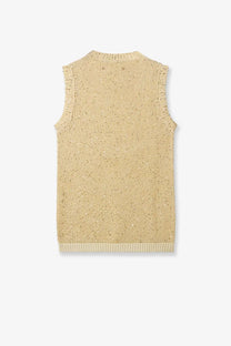 Beige knitted sleeveless vest with textured speckled knit and ribbed hem from golden goose womens melyssa sequin sweater white