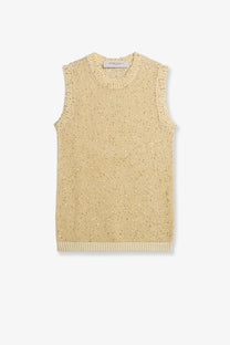 Golden Goose women’s cream knitted sleeveless vest with textured weave and ribbed hem in the style of Melyssa sweater white