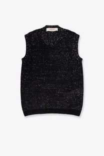 Golden Goose women’s Melyssa sleeveless sweater black knit vest with subtle speckled texture