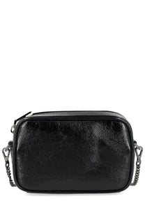 Golden Goose women’s mini star bag black patent leather crossbody bag with chain strap