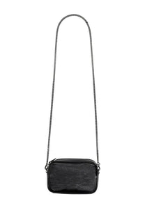 Golden Goose women’s mini star bag black textured leather crossbody with silver-toned chain strap