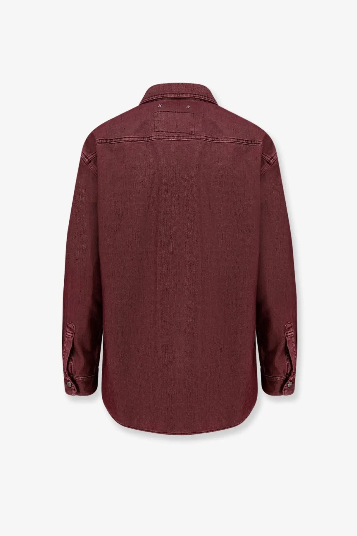 A maroon denim shirt with classic collar and buttoned cuffs in golden goose women’s patty cotton shirt blue product
