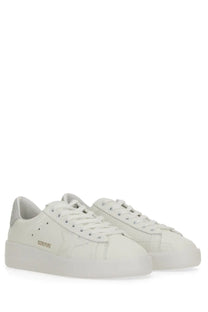 Golden Goose women’s Purestar sneaker in white leather with chunky sole and subtle side branding