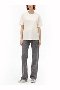 Golden Goose women’s shirt white off-white oversized cotton t-shirt with simple crew neckline front view