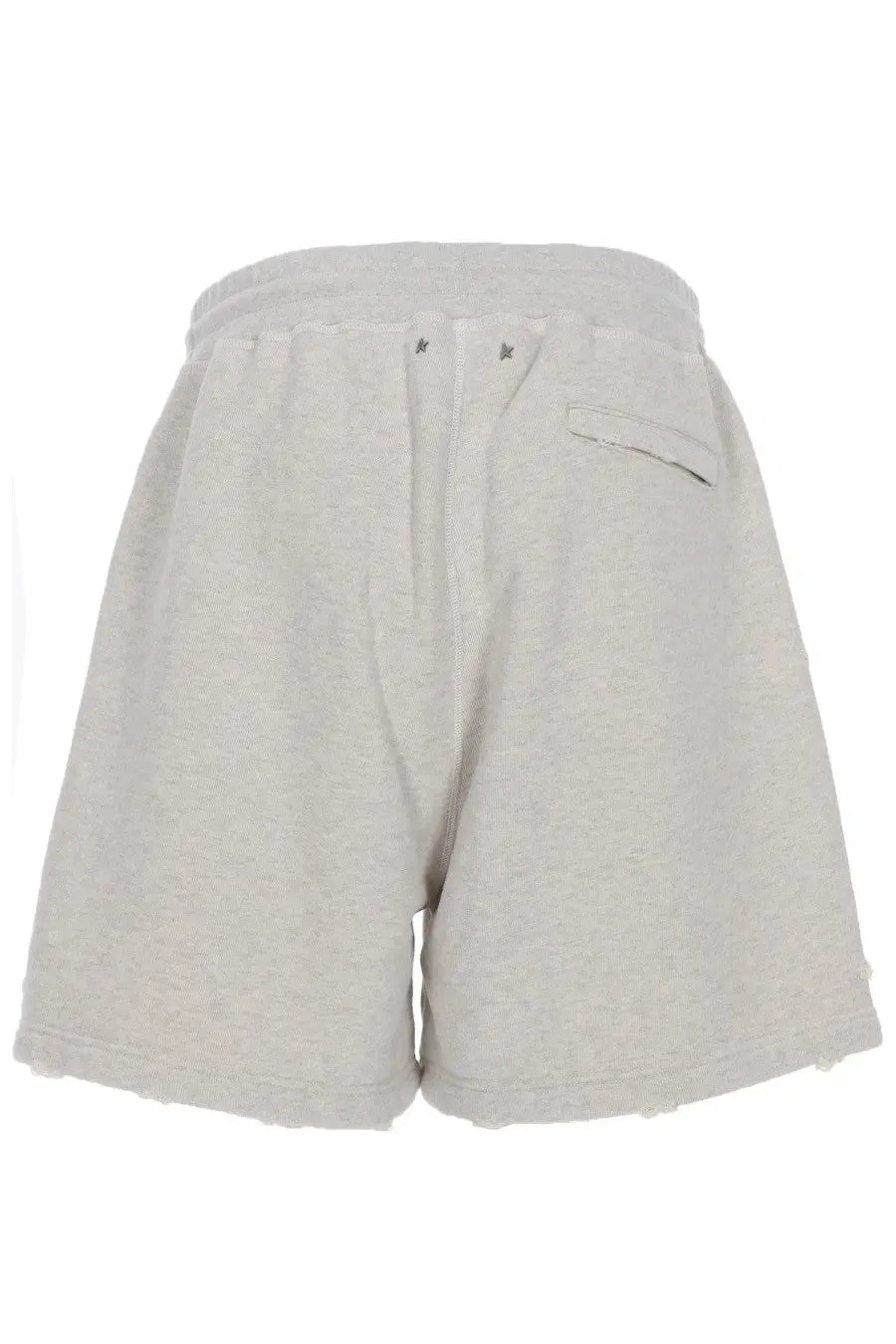 Golden Goose women’s heather gray cotton sweatshorts with relaxed fit and frayed hem for casual wear