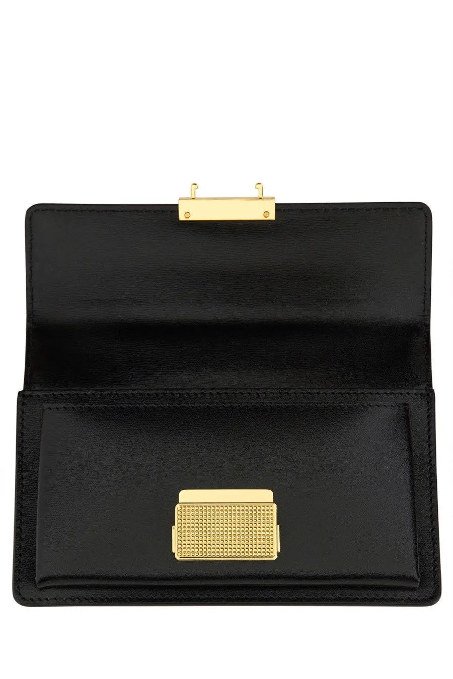 Golden goose women’s small venice bag black with black leather clutch gold-tone hardware and textured rectangular clasp