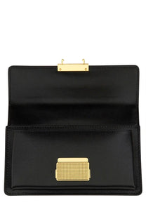 Golden goose women’s small venice bag black with black leather clutch gold-tone hardware and textured rectangular clasp