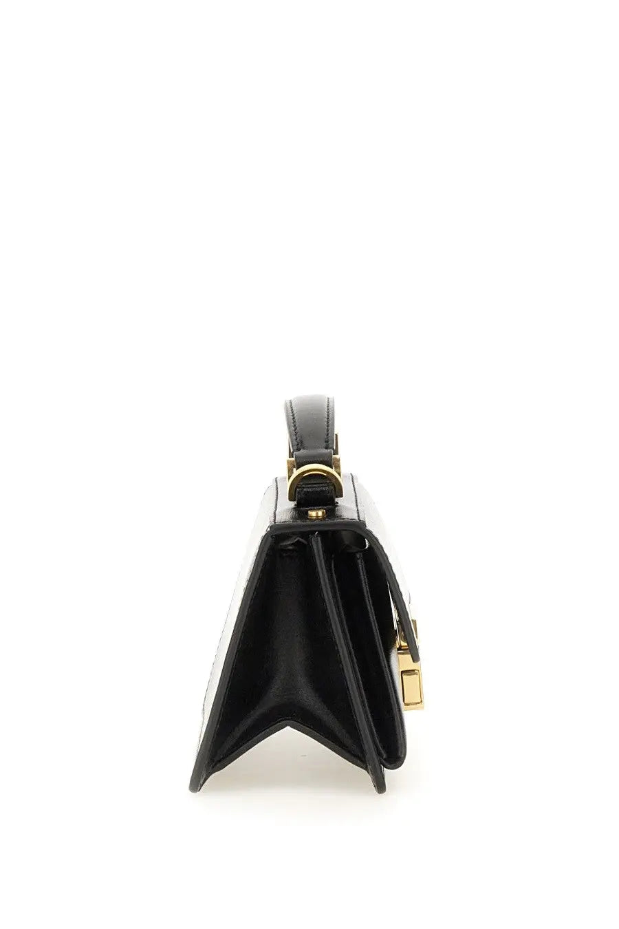 Golden Goose womens small Venice bag black black patent leather handbag with gold-tone hardware and minimalist design