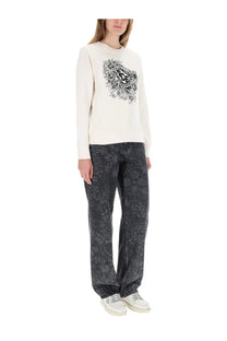 Golden Goose women’s cream long-sleeved sweatshirt with black ornate graphic print on the chest