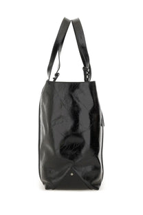 Golden Goose women’s tote bag black made of glossy black patent leather with structured handles and a polished finish