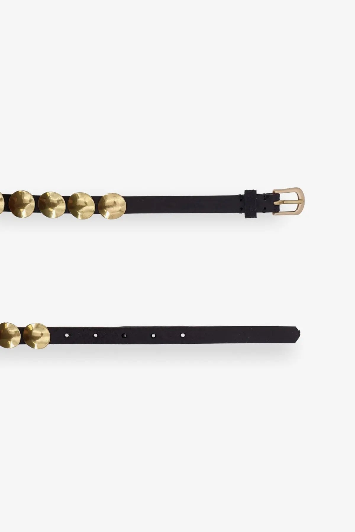 Golden Goose women’s Trinidad black leather belt with gold-toned round studs and matching buckle