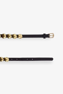 Golden Goose women’s Trinidad black leather belt with gold-toned round studs and matching buckle