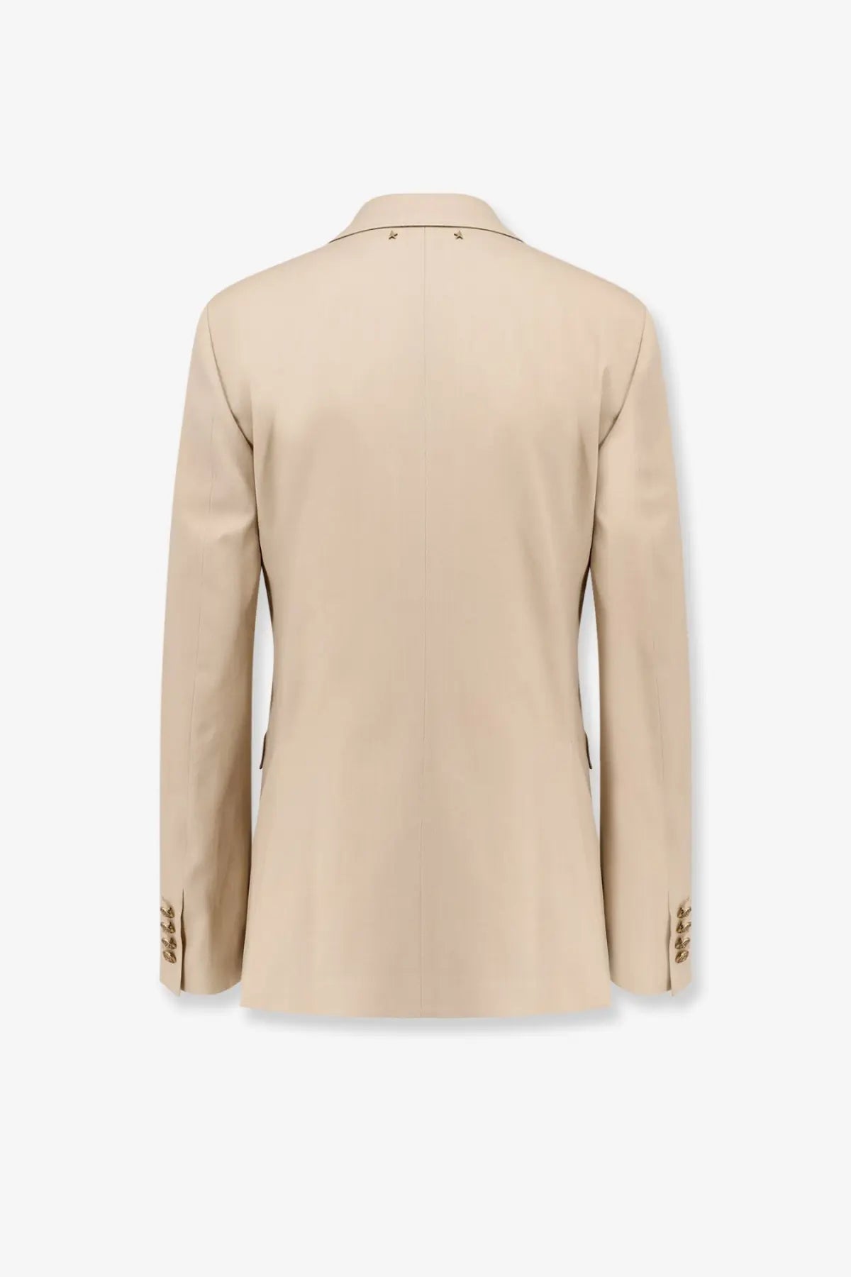 Golden Goose women’s virgin wool beige blazer with subtle black trim and sleek tailored fit
