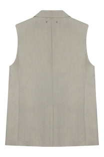 Golden Goose women’s wool vest beige sleeveless blazer with structured collar and subtle stitching details