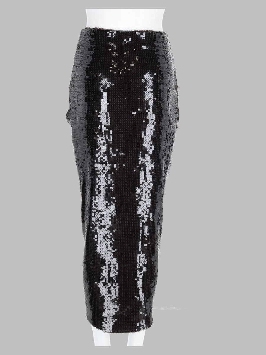 ROTATE Birger Christensen Women's Gonna Annodata Con Paillettes Brown