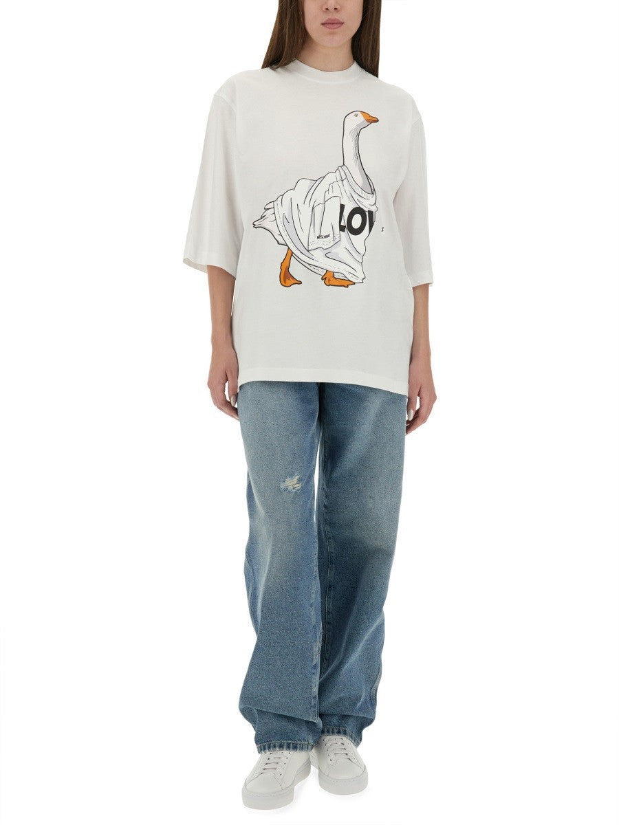 Moschino Women's Goose Jersey Shirt White