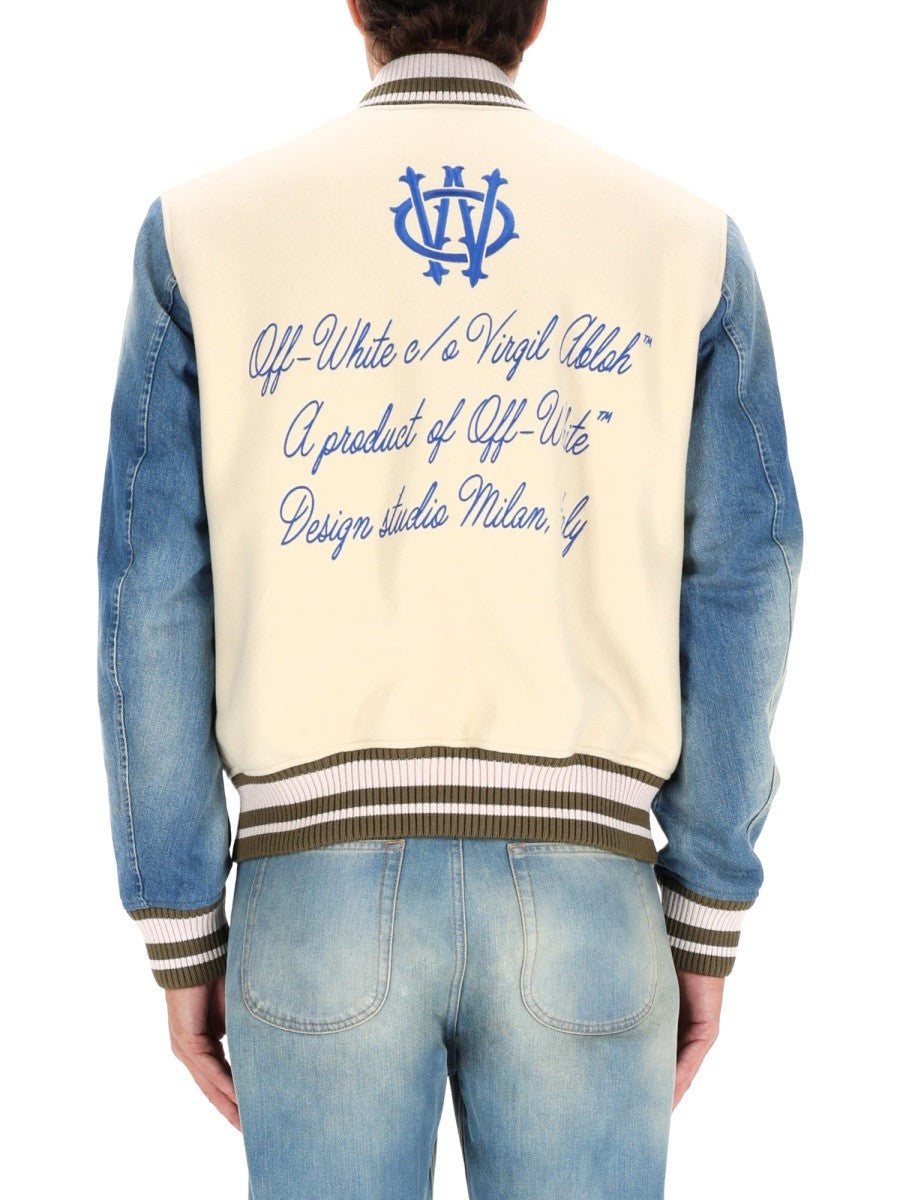 Off-White Men's Gothic Wool Denim Jacket Multicolor