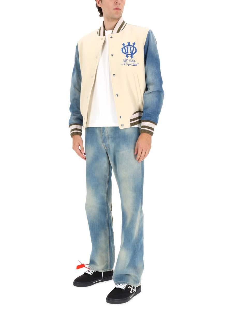 Off-White Men's Gothic Wool Denim Jacket Multicolor