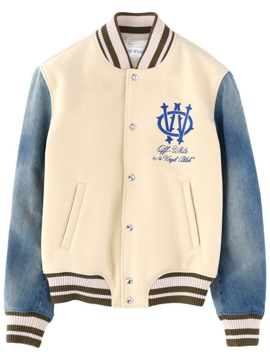 Off-White Men's Gothic Wool Denim Jacket Multicolor