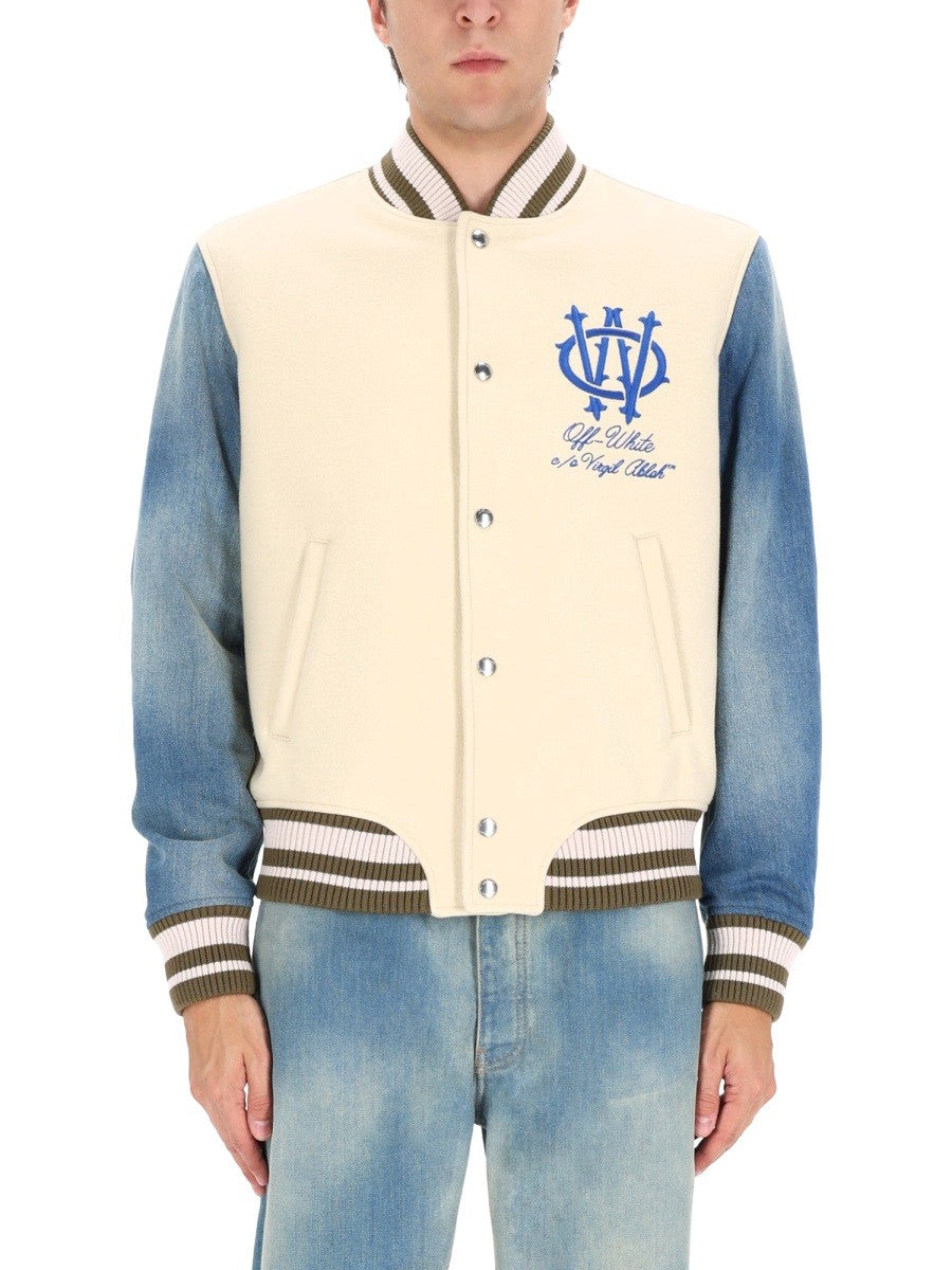 Off-White Men's Gothic Wool Denim Jacket Multicolor