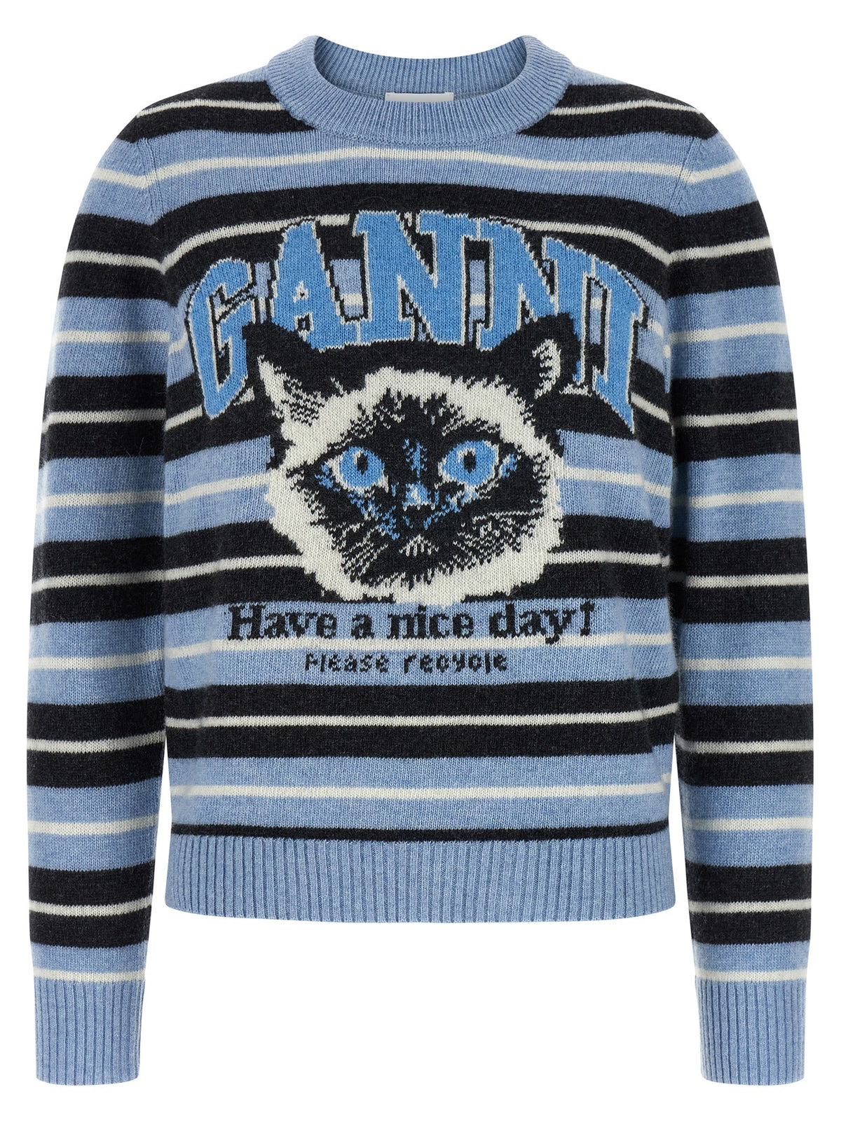 Ganni Graphic Wool Sweater Blue
