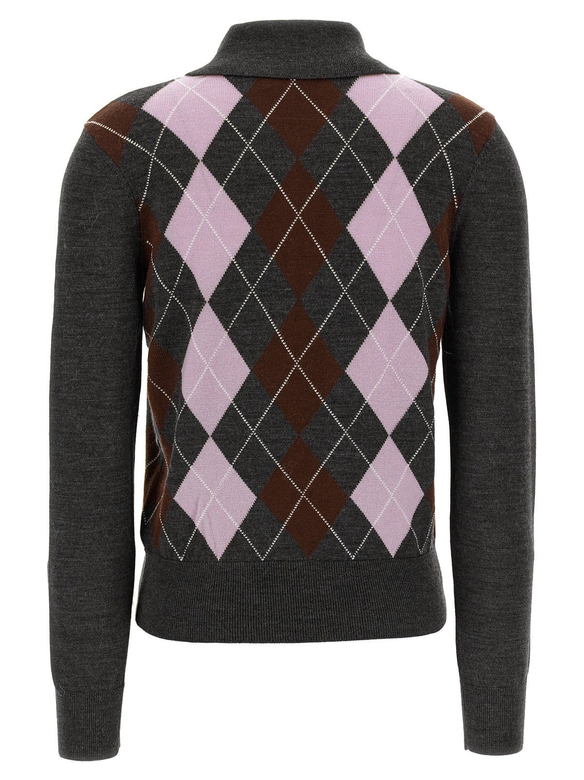 self-portrait Grey Argyle Lightweight Sweater Grey
